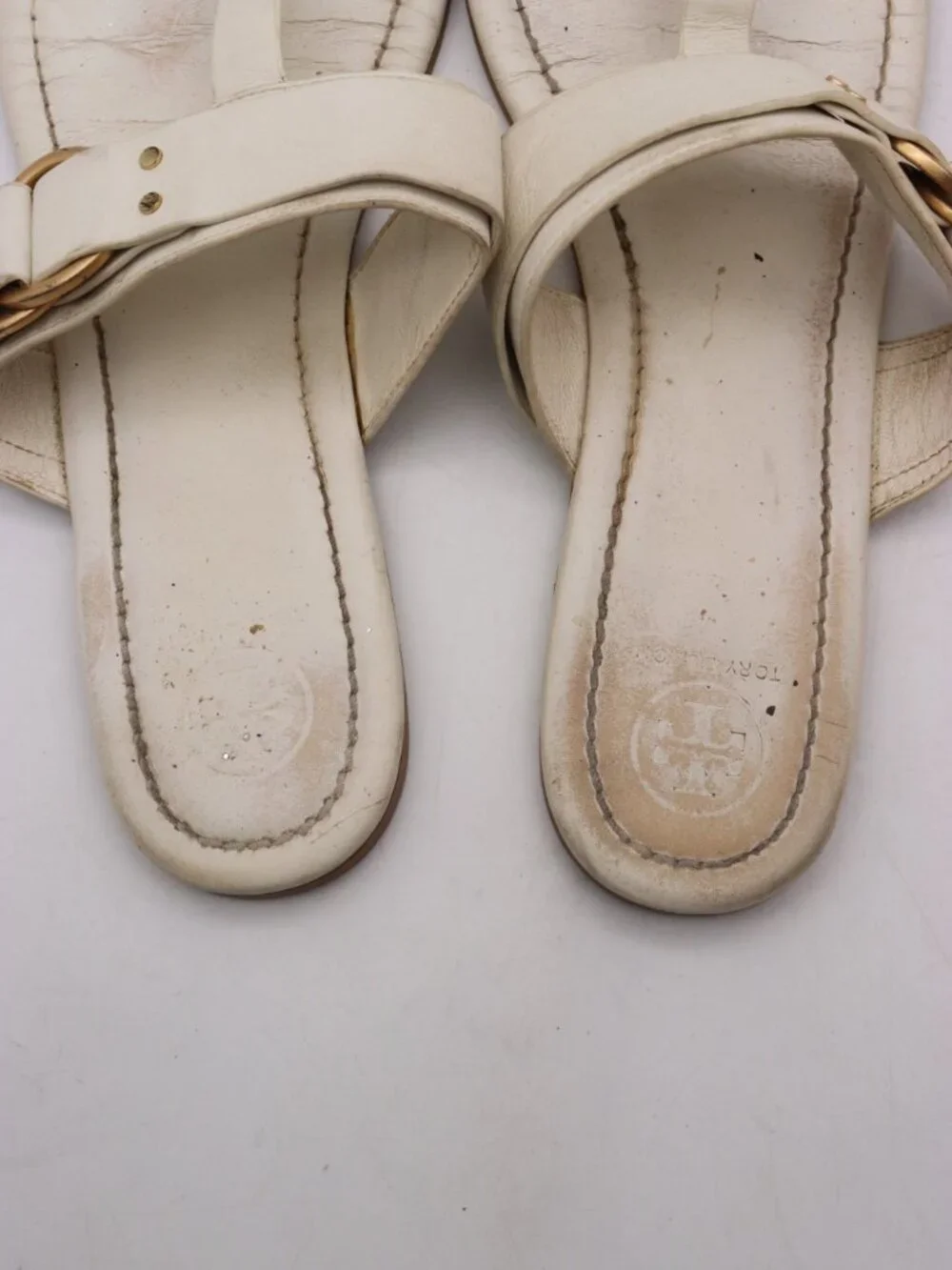 Tory Burch Marsden Sandal Womens Size 10 White Leather Slip On Shoes